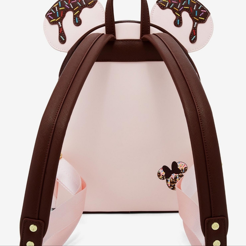 Loungefly Minnie Mouse Ears Chocolate Sprinkle Lolliipop mini backpack - Picture 3 of 12